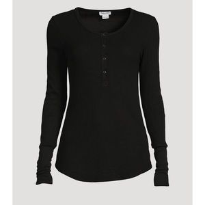 Splendid ribbed Henley shirt in navy